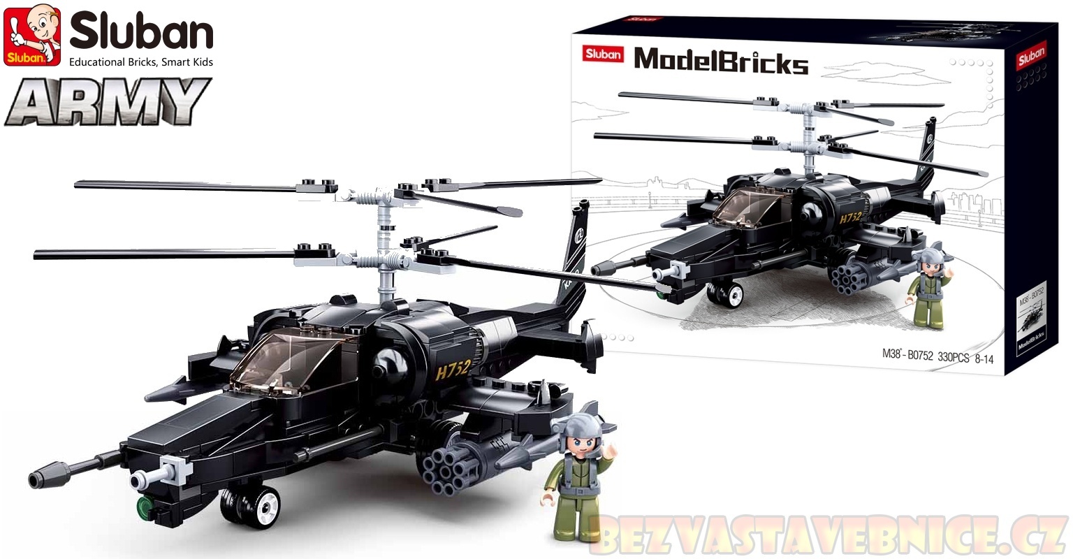 SLUBAN Army Model Bricks - Bojový vrtulník