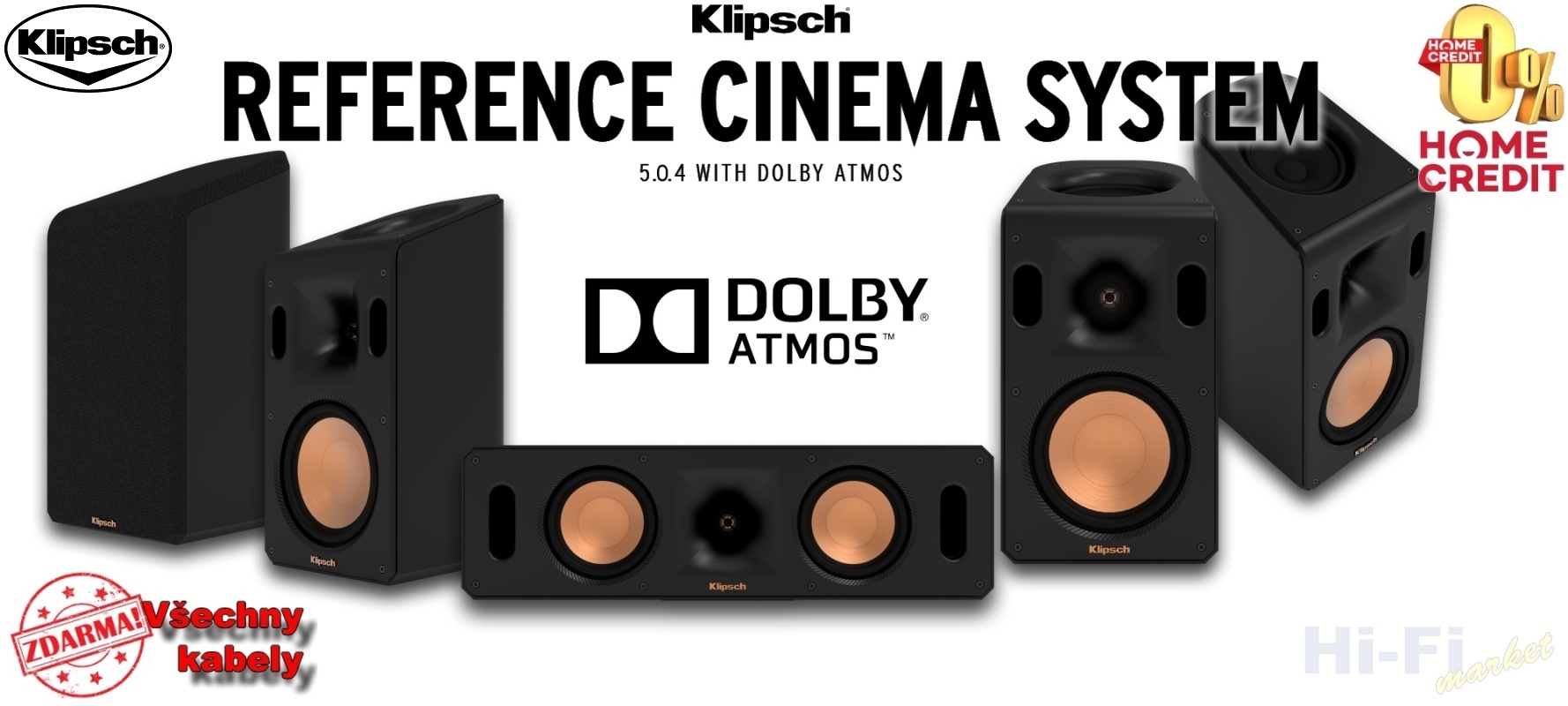KLIPSCH Reference Cinema System 5.0.4 Dolby Atmos ( + všechny kabely ZDARMA)