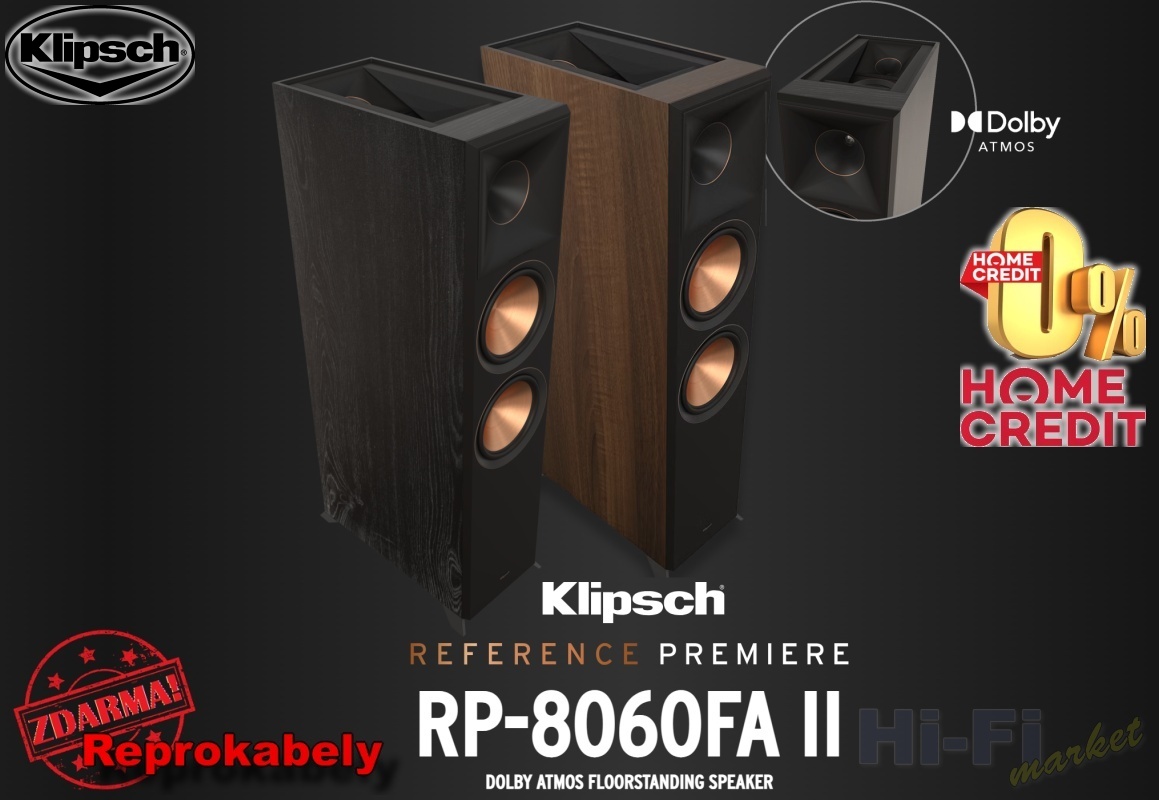 KLIPSCH Reference Premiere RP-8060FA II Dolby Atmos ořech ( + reprokabely ZDARMA)